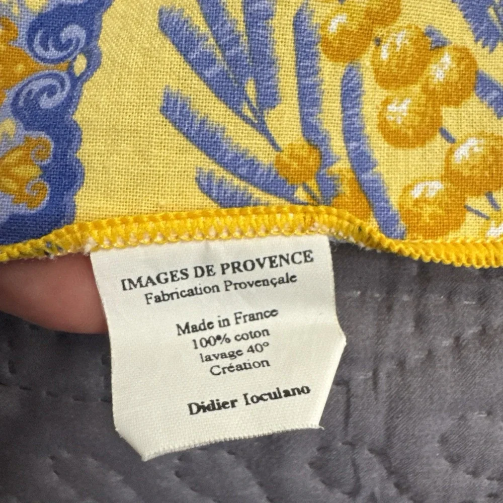 French Provencale Country Floral & Olives Tablecloth Blue Yellow Cotton 60 X 100